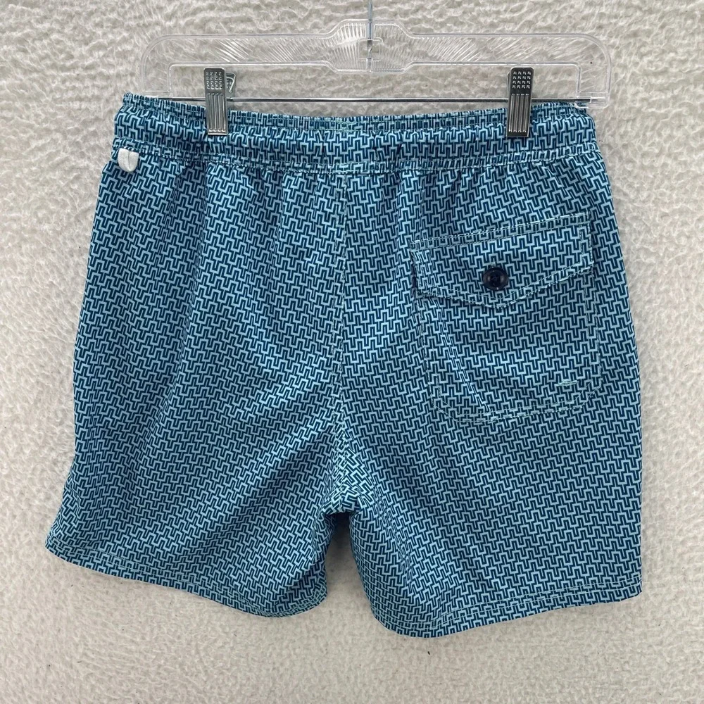 J Crew Swim Shorts Mens S Blue Abstract Swim Trunks Lined Flex Preppy Luxury